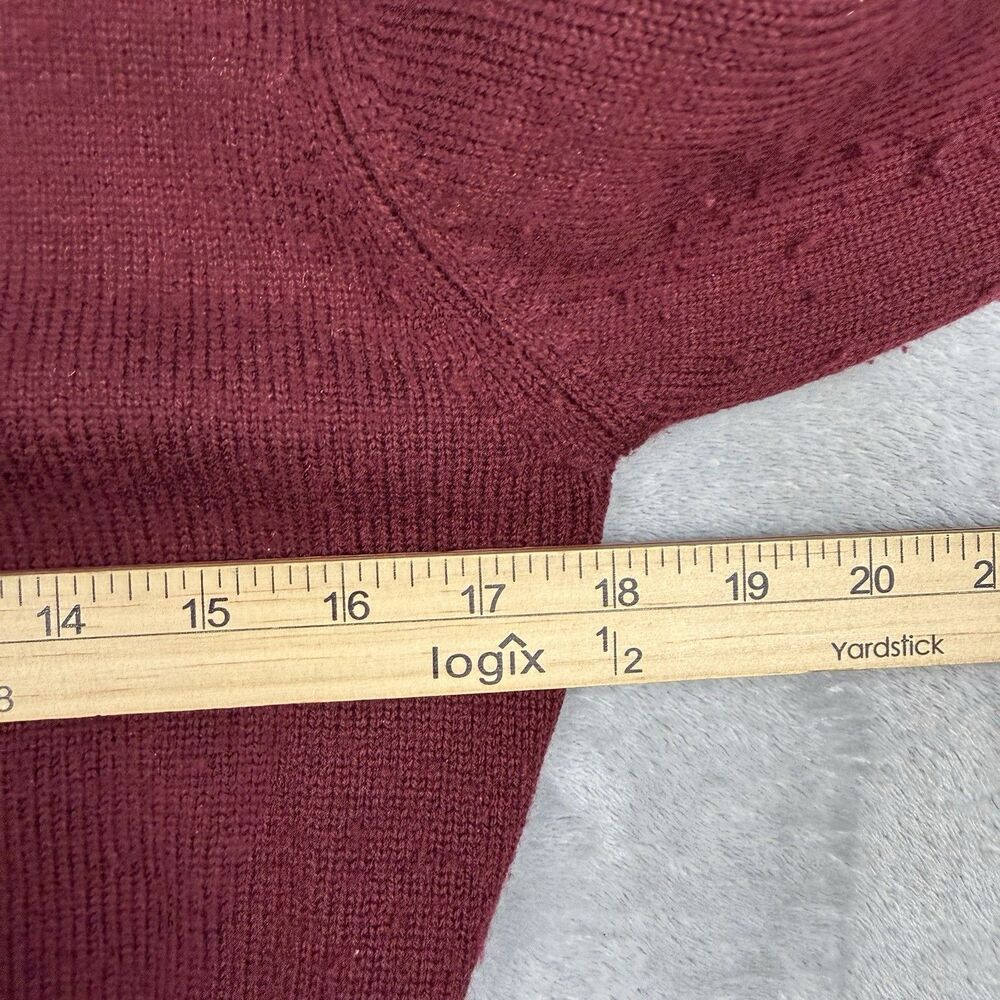 Herman Geist Womens Medium Lambswool Sweater Burgundy Hand Embroidered - Picture 7 of 8